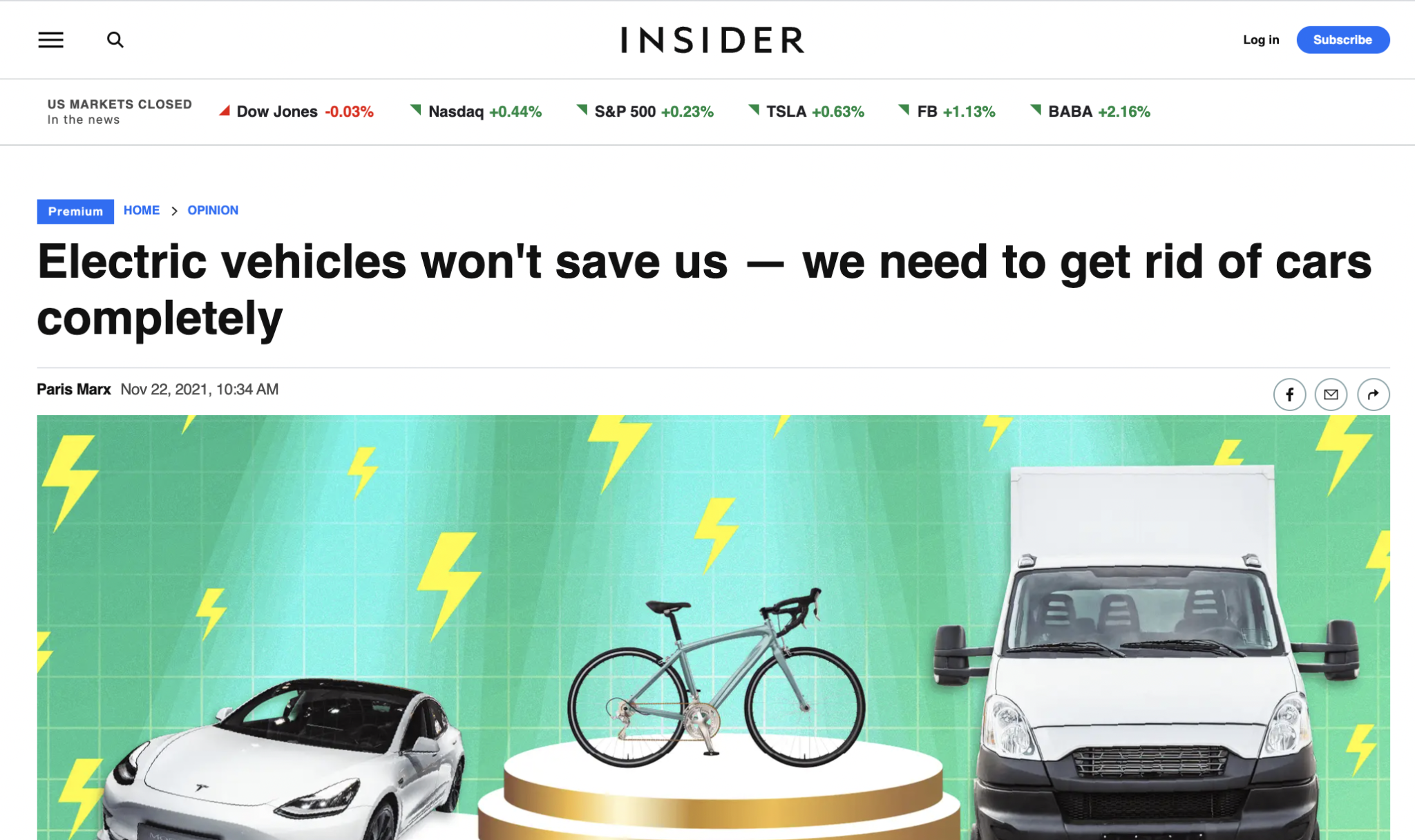 Business Insider mag ‘Electric vehicles won’t save us — we need to get